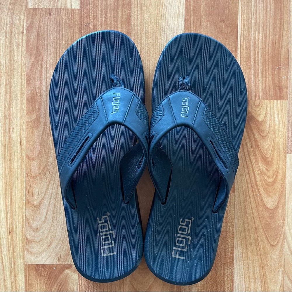 Flojos Mens Black Flip Flops Size 10
